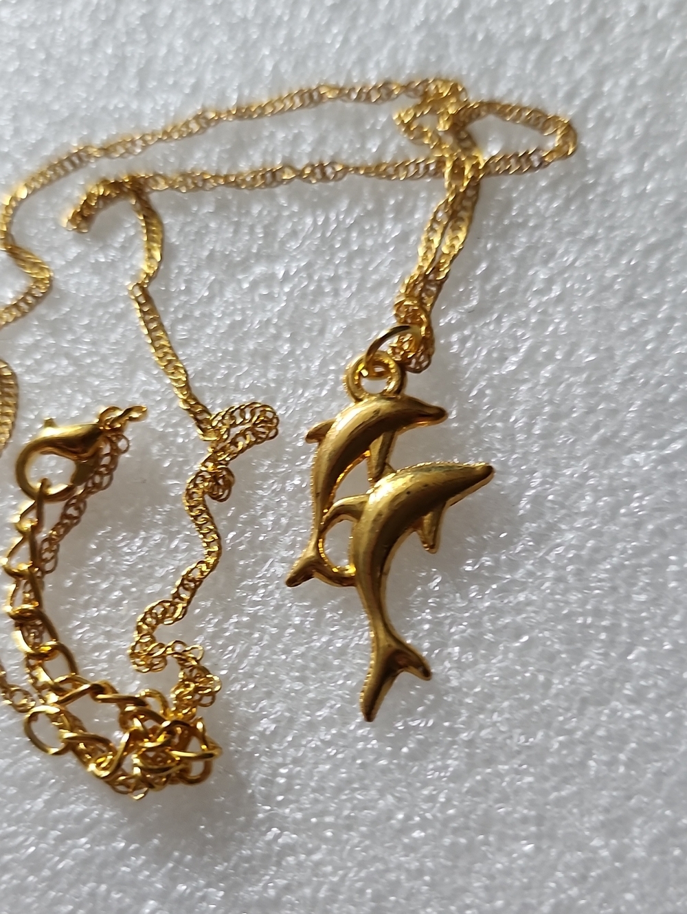 Hand Crafted Gold Double Dolphin Necklace